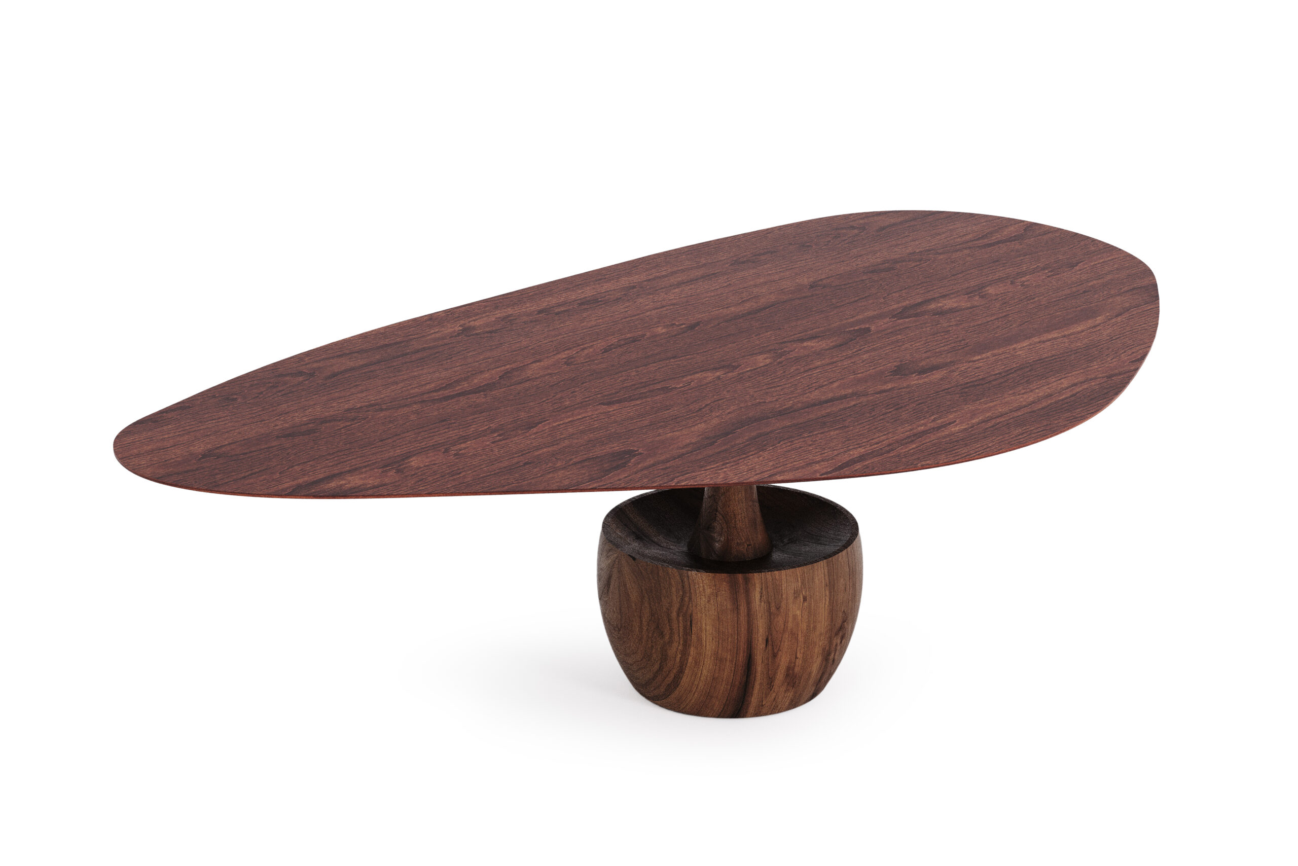 MJ PILÃO_Oval DISFORME - Pau Ferro - walnut - Mesa Jantar 2500 X 1400 X 765